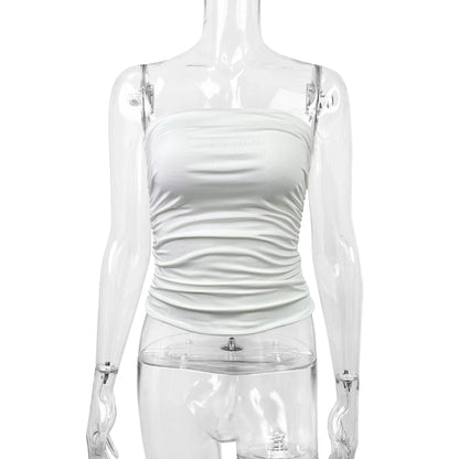 2026 Sexy Summer Solid Strapless Top Women Bandeau Bodycon Tops Lady Sleeveless Off Shoulder Club Party Clothes