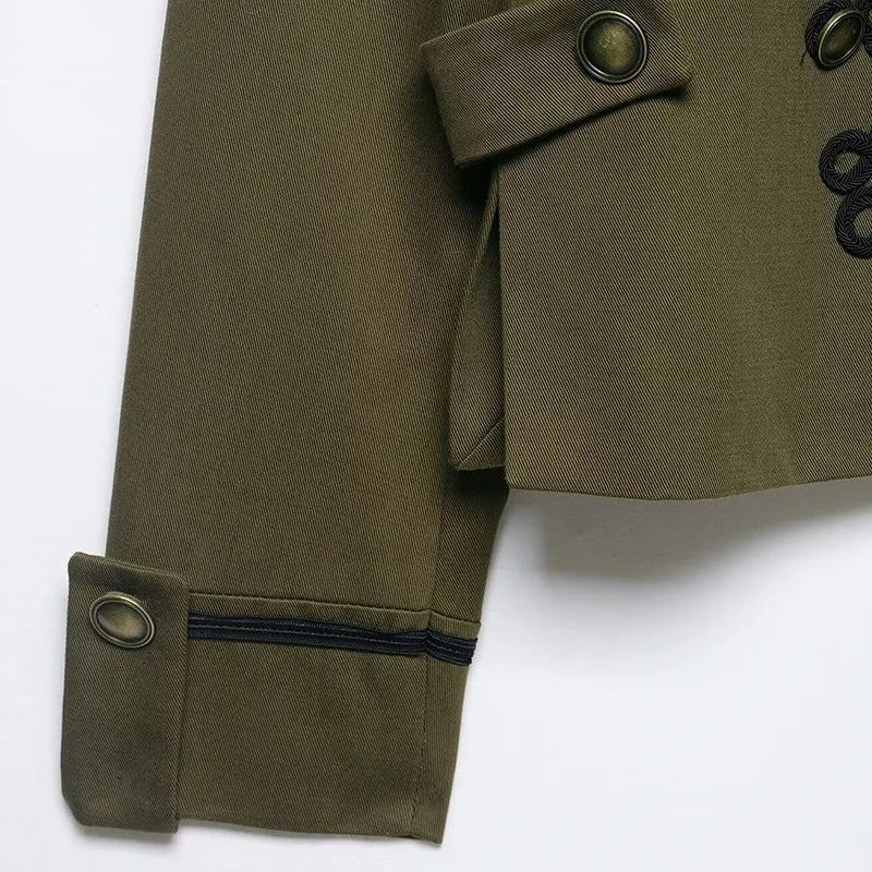 Women's Blazer Jackets Armygreen Coat 2026 zartins Outwear Patchwork Long Sleeve Tops Elegant Fashion Woman Jackets Coat Tops
