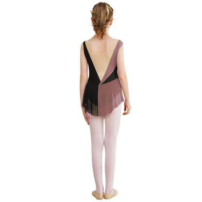 Kids Girls Sparkly Rhinestone Ballet Jersey Leotard Dress Toddler Gymnastics Artistic Figure Skating Dance Leotards Costume