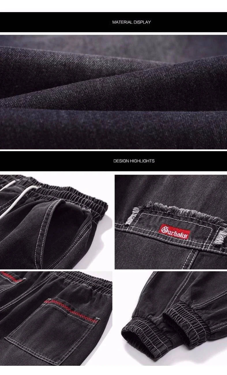 Plus Size 5XL Men's Baggy Harem Jeans Hip Hop Male Trousers Black Blue Cargo Jeans Man Fashion Streetwear Denim Jogger Pants