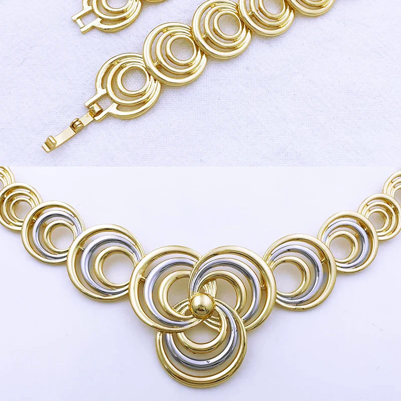 Elegant Women Necklaces Jewelry Sets Gold Color Jewelry On The Neck Wedding Party Accessories conjunto de joyeria para mujer