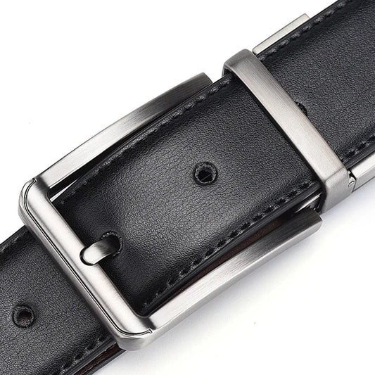 Genuine Leather Belt Double Sided Belt Men Belt Laser Engraving Luxury Strap Male Belt New Fashion Retro Pin Buckle High Quality