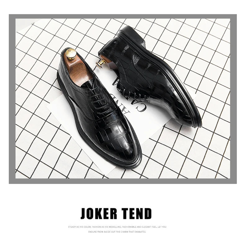 Men's Pointed Oxford Dress Shoes Leather Casual Office Wedding Shoes Gentleman Luxury High Quality 2026 Fashion