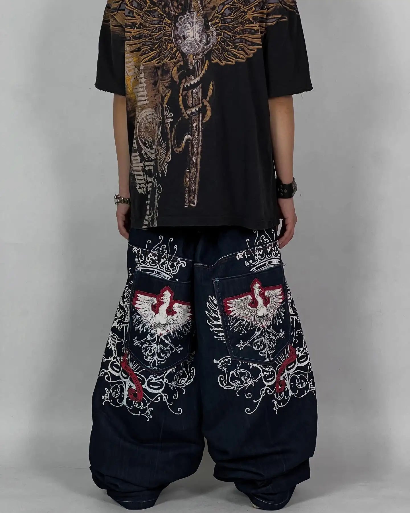Y2K American Jeans Mens Oversized Retro Hip-Hop Wide-Leg Pants Harajuku Trend Rock Women Straight Pants