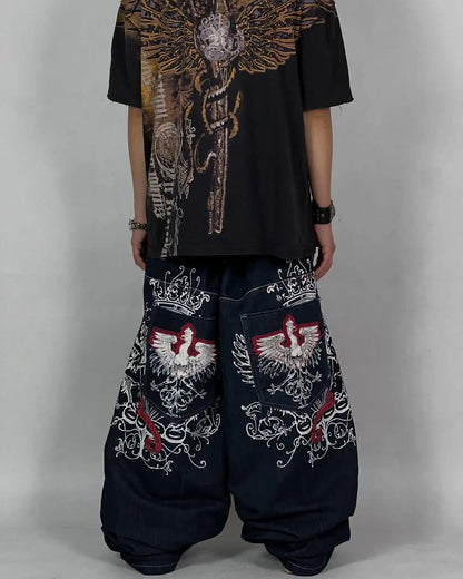 Y2K American Jeans Mens Oversized Retro Hip-Hop Wide-Leg Pants Harajuku Trend Rock Women Straight Pants