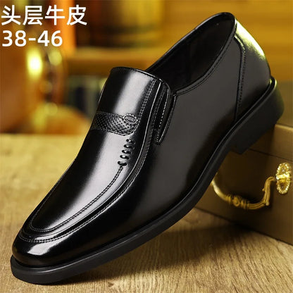 Men's Business Casual Leather Shoes round Toe Low Top Breathable Anti-Slip Rubber Outsole Comfortable Commuting Shoes