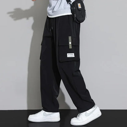 2026 Cargo Pants Men Straight Fit Wide Leg Fleece Lined Trouser Male Winter Fashion Loose Baggy Large Plus Size Warm Streetwear