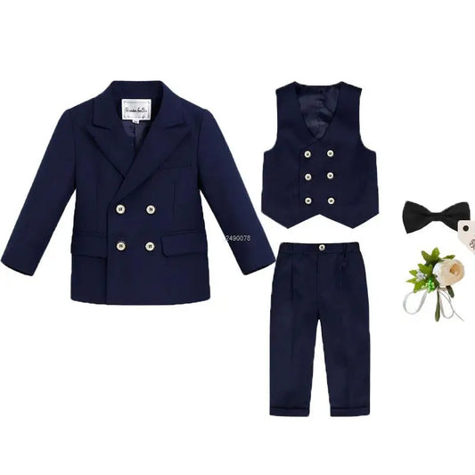 Little Boys Wedding Suit Children Photography Dress Kids Stage Performance Formal Blazer Suit Baby Birthday Ceremony Costume