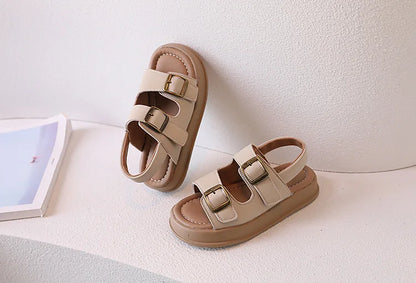 Classic Brown Boys Sandals Summer Sea Holiday Shoes Slides Slingback Soft Bottom Beige Girls Sandal Platform Sandals Kids H03243