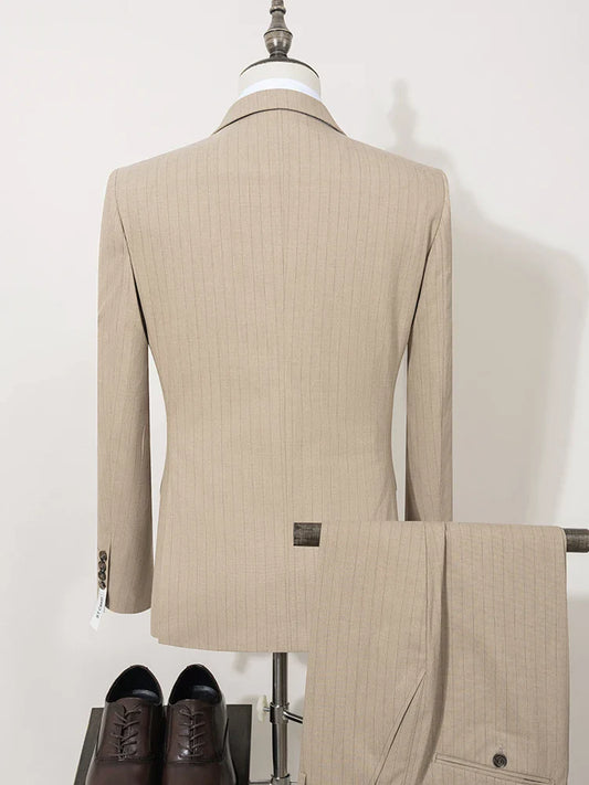 High Quality Black Striped Suits for Men Party Slim Fitting Luxury Man Clothing Elegant Mens Suit Wedding Trends Costumes