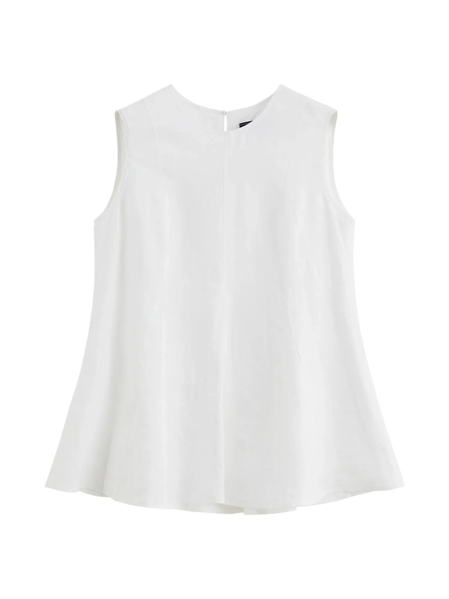 Sleeveless Round Neck Women's Shirt Subtle A Line Style 2025 Summer New Collection Shirts 25FE12079