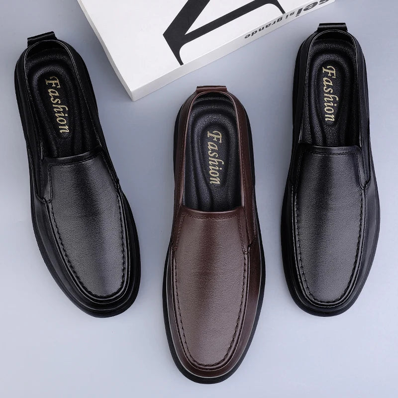 Genuine Leather Men Loafers Handmade Mens Casual Shoes Business Dress Flats Breathable Moccasins Luxury Brand Man Driving Shoes