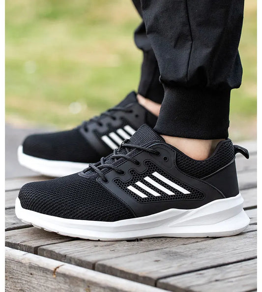 New Fashion Men Work Shoes Steel Toe Cap Sneakers Man Mesh Breathable Shoes Anti-Punctur Anti shock Steel toe shoes for Men