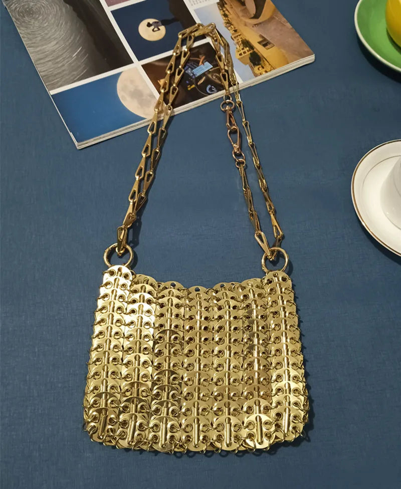 Designer Aesthetic Bags Women's Bag Handbag Hand Woven Metal Chain Tote Bag Clutch Luxury Trend Travel Holiday Shoulder Bag