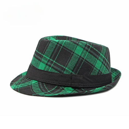 Spring/Summer Classic Versatile Checkered Top Hat Women's British Retro Jazz Fedoras for Men