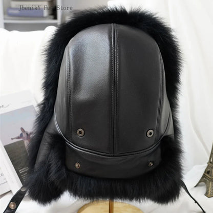 2026 Cap 100% Raccoon Dog Full Fur Fox Fur Hat Men's Fur Ear Protection Winter Thickened and Warm Russian Hat Men's Trend