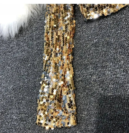 Street Fashion Joker Short Edition Sequins Small Suit Sparkling Bead Piece Suit Small Jacket Tank Top Jazz Dance Performance