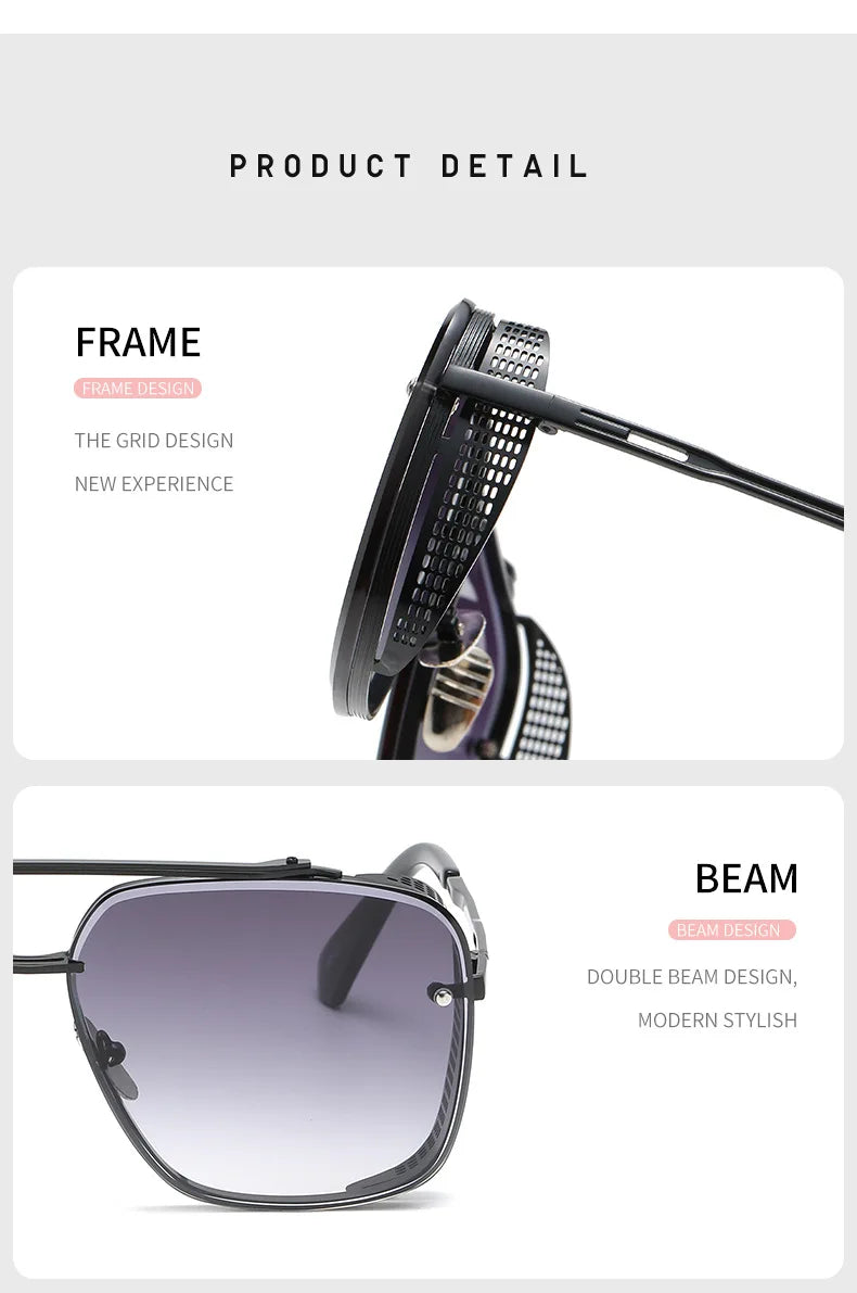 Steampunk Sunglasses For Men 2023 Punk Sunglasses Women Vintage Fashion Glasses Luxury Retro Square Shades Trending Gafas De Sol