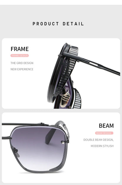 Steampunk Sunglasses For Men 2023 Punk Sunglasses Women Vintage Fashion Glasses Luxury Retro Square Shades Trending Gafas De Sol