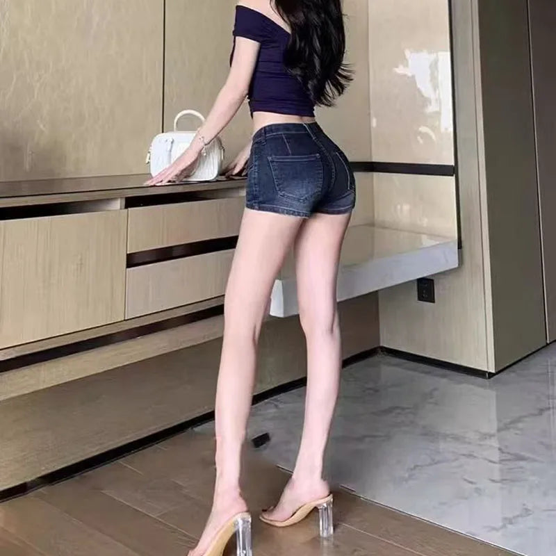 Women's Sexy Denim Shorts Summer Hot Low-Waisted Hip Lifting Elastic Jean Shorts Harajuku Y2K High Street Basic Short Pants