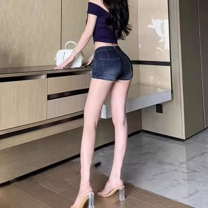 Women's Sexy Denim Shorts Summer Hot Low-Waisted Hip Lifting Elastic Jean Shorts Harajuku Y2K High Street Basic Short Pants