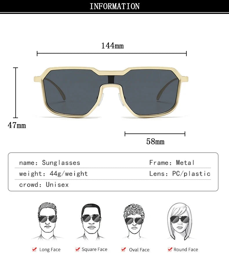 Heavy Metal Sunglasses For Men Steampunk Fashion Glasses Vintage Shades Retro Square Gafas De Sol Hombre Lunette De Soleil Homme