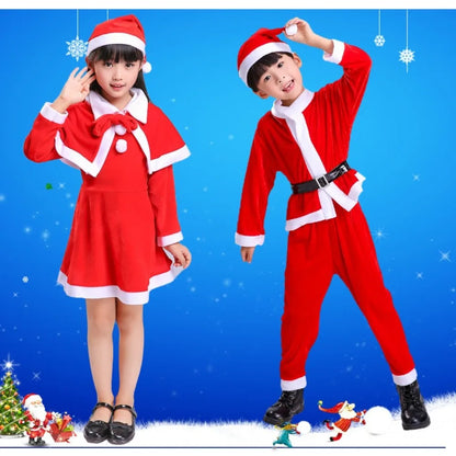 New Year Children Christmas Clothes Santa Claus Red Outfits Cosplay Costume Set Warm Classic Xmas Suit Wear Boys Girls Toddler