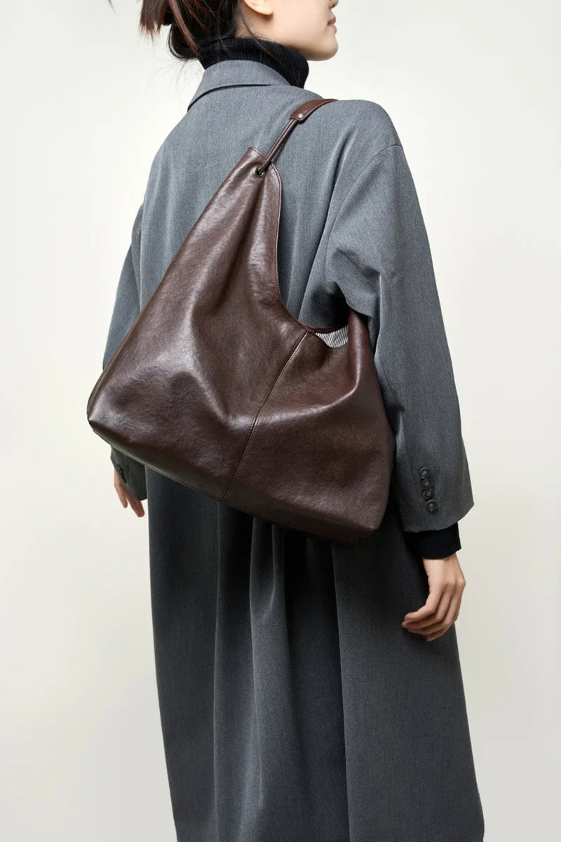 New Women's Large Capacity Genuine Leather Handbag Fashion Single Shoulder Underarm Bag for Ladies Commuting Stylish Girls Bag