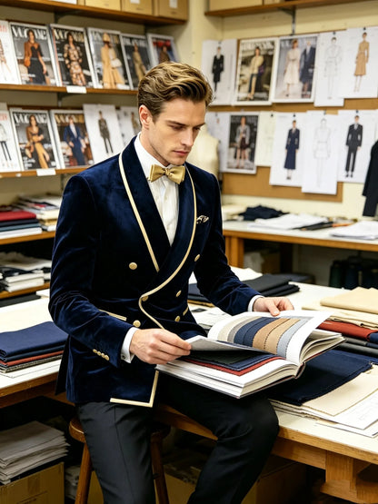 Slim Fit Velvet Men's Double Breasted Wedding Blazer Shawl Lapel Suit Jacket for Party Prom Business One Coat Outwear Outfits