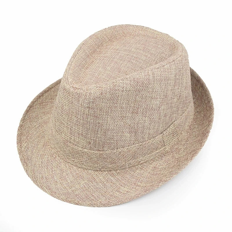 New Summer Linen Fedora Jazz Hat British Style Unisex Straw Hat Beach Sun Hat Sun Protection Korean Style Sun Hat