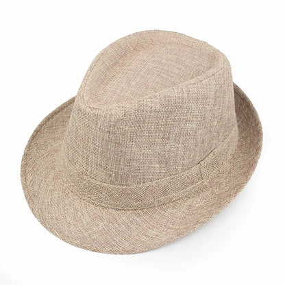 New Summer Linen Fedora Jazz Hat British Style Unisex Straw Hat Beach Sun Hat Sun Protection Korean Style Sun Hat