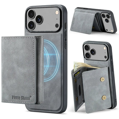 Wallet Cards Slot Leather Phone Case for IPhone 17 Air 17 Pro Max 15 16 Plus 14 13 12 11 Magnetic Magsafe Kickstand Back Cover