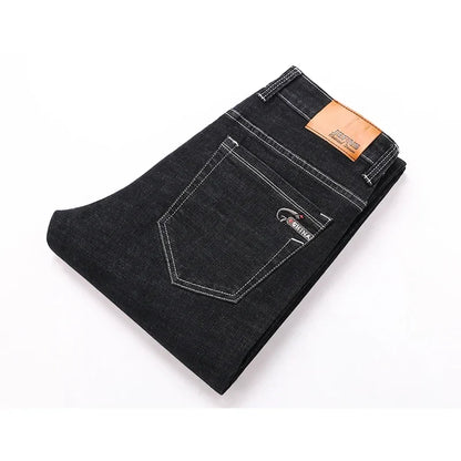 2025 Spring Autumn Men's Straight Jeans Denim Pants Classic Style Business Stretch Casual Trousers Large Size 40 42 44 46