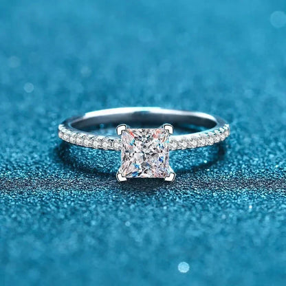 1ct 2ct Princess Moissanite Engagement Ring for Women D VVS1 Diamond Proposal Bridal Rings Sterling Silver Wedding Band