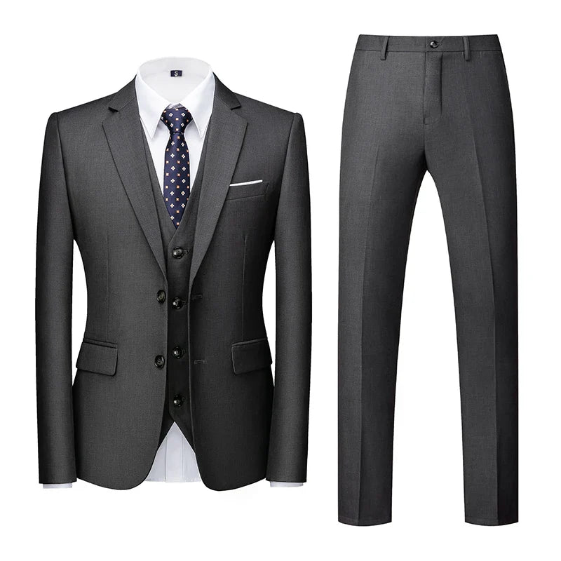 2026 New Men's Suit 3-Piece, Wedding Party Dress Jacket Vest Trousers, Fashion Slim Fit Blazer Waistcoat Pants Red Blue Green