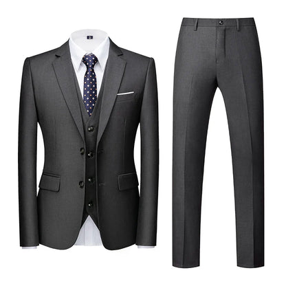 2026 New Men's Suit 3-Piece, Wedding Party Dress Jacket Vest Trousers, Fashion Slim Fit Blazer Waistcoat Pants Red Blue Green