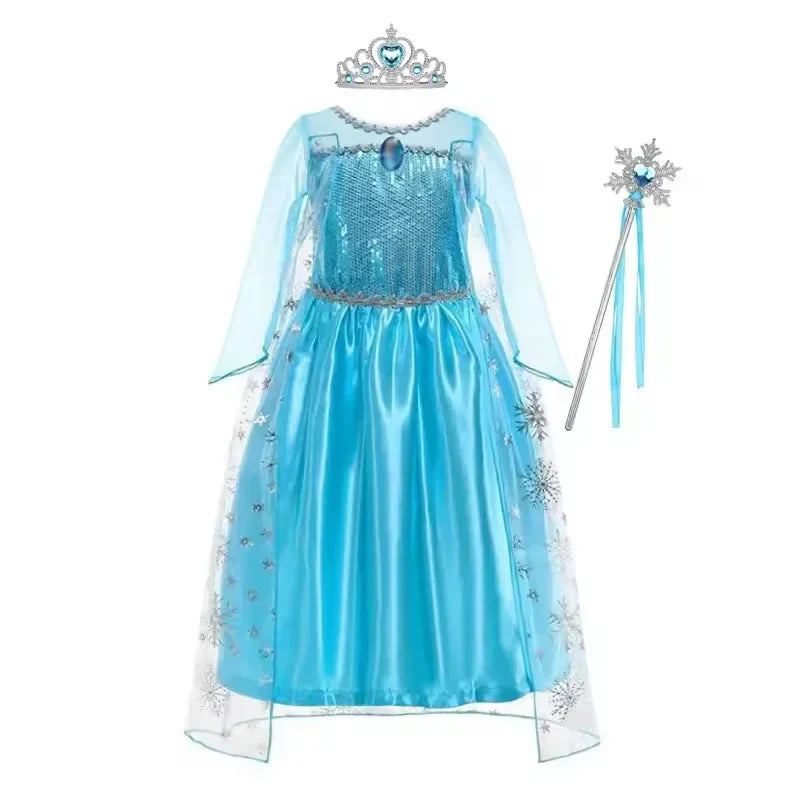 Children Dresses Girls Cospaly Snow Queen Elsa Costumes Kids Carnival Party Prom Gown Children Clothes Elsa Princess Dresses