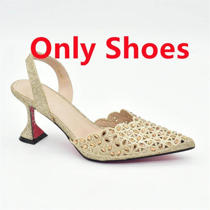 Latest Orange Designer Shoe and Bag Sets From Italy Shoe Woman Summer 2025 Wedding Fashion Party Shoes and Bag Match for Women