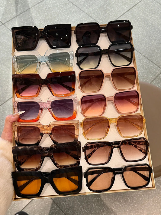 14Pcs Women's European and American Classic Popular Square Frame Unique Style Versatile Street Style Party Elegant Set Glasses