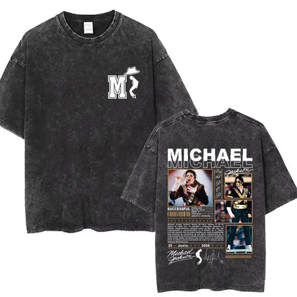 Washed Vintage Michael Jackson Thriller Graphic T-shirt Men Women Fashion Retro Gothic Rock Tshirt Men's Punk Oversized T Shirts