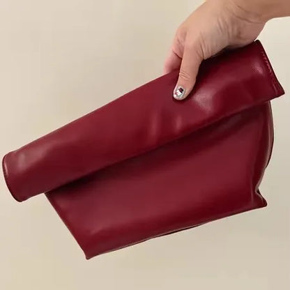 Vintage Women Clutch Bag Soft Pu Leather Lady Evening Bags Trend Party Girl Envelope Bag Fashion Burgundy Clutches Purse
