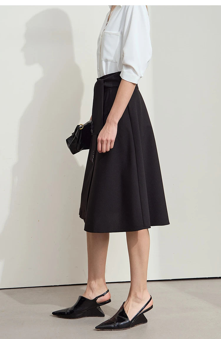 Minimalist New Skirt Women Summer 2025 Solid Loose Mid-length A-line Asymmetric Skirts Female Fashion Office Lady 12542045