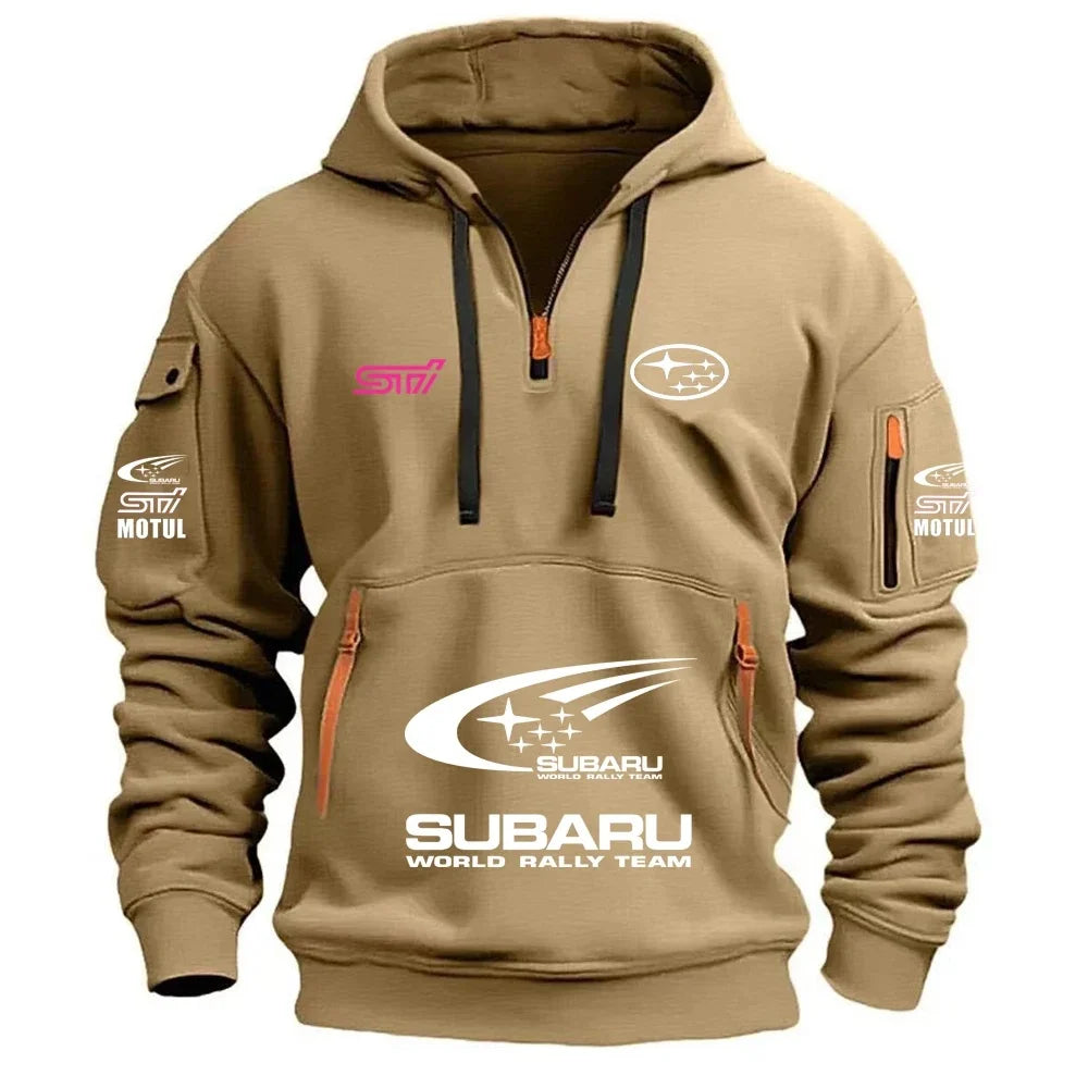 2026 New SUBARU STI Racing Series Men's Sports Hoodie with Kangaroo Pocket and Warm Fleece