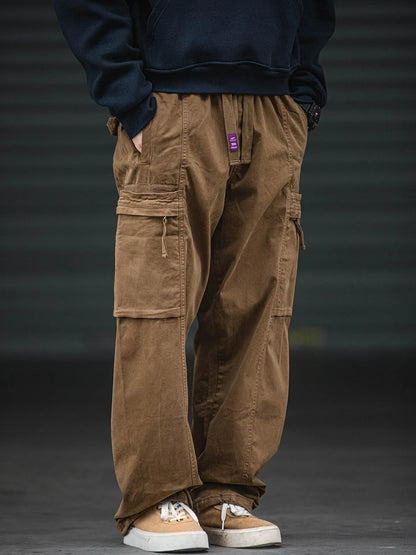 Oversized Baggy Vintage Washed Cargo Pants Men Loose Fit Multi Pocket Straight Leg Retro American Style Streetwear Utility Pants