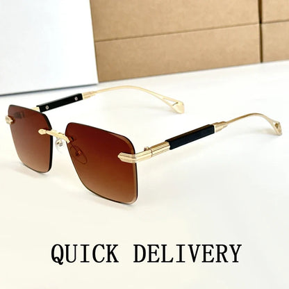 2024 Fashion Sunglasses For Men Luxe Rimless Sunglasses Women Trendy Vintage Glasses Lunette Soleil Femme Gafas De Sol Hombre