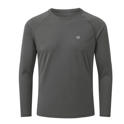 Men UPF 50+ Long Sleeve T-Shirt, Rash Guard Breathable Tops, Pullover Shirt for Sport Fishing Hiking Running Beach Surfing