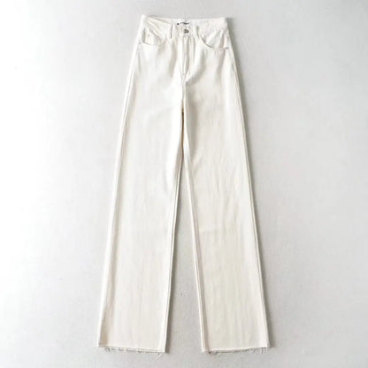 Women's High Waist Jeans 2025 Spring Fall Relaxed Straight Leg Raw Hem Floor-Length Vintage Inspired Daily Uniform