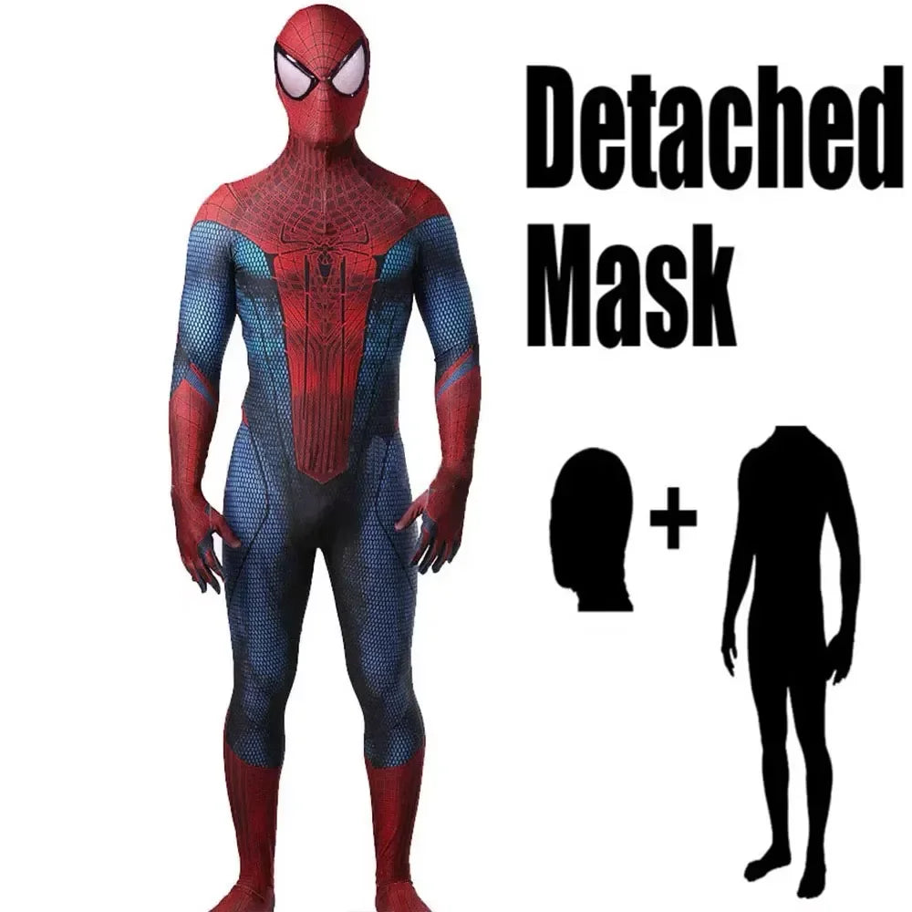 Halloween Men Adults TASM 1 Spider Cosplay Costume The Amazing SuperHero Zentai Suit Bodysuit Man Party Jumpsuit