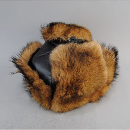 Winter Outdoor Windproof Ski Caps Warm Bomber Hat For Men Real Dog Fur Russian Leather Hat Ushanka Thick Warm Cap With Ear Flaps
