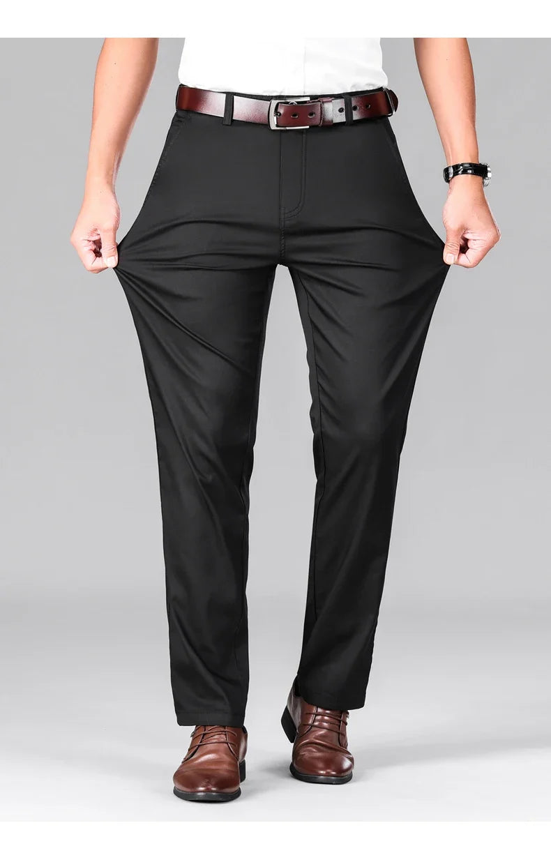 2024 Summer New Men's Business Thin Straight Casual Pants Classic Style cotton Stylish Stretch Luxury Trousers Male Brand